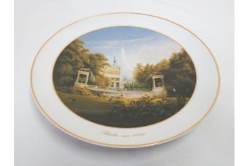 ドイツ　KPM (ベルリン王立磁器製陶所)　750周年?　1840年　優雅な雰囲気のプレート5枚セット(風景、建物、ヴェルダー教会、天文台、シャルロッテンブルク宮殿、飾り皿、大皿、洋食器)(R-082244)
