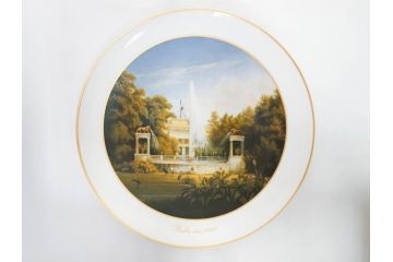 ドイツ　KPM (ベルリン王立磁器製陶所)　750周年?　1840年　優雅な雰囲気のプレート5枚セット(風景、建物、ヴェルダー教会、天文台、シャルロッテンブルク宮殿、飾り皿、大皿、洋食器)(R-082244)
