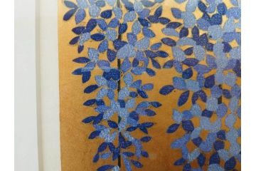 真作　2009年　並木一　「ふじ-1」　130/300　リトグラフ　絵画(花、藤、木版画、落款印、サイン入り、額装)(R-082245)