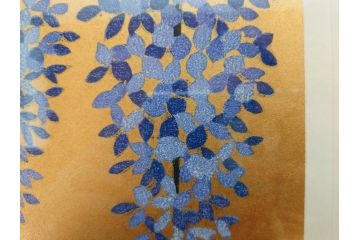 真作　2009年　並木一　「ふじ-1」　130/300　リトグラフ　絵画(花、藤、木版画、落款印、サイン入り、額装)(R-082245)