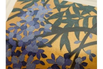 真作　2009年　並木一　「ふじ-1」　130/300　リトグラフ　絵画(花、藤、木版画、落款印、サイン入り、額装)(R-082245)