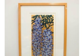 真作　2009年　並木一　「ふじ-1」　130/300　リトグラフ　絵画(花、藤、木版画、落款印、サイン入り、額装)(R-082245)