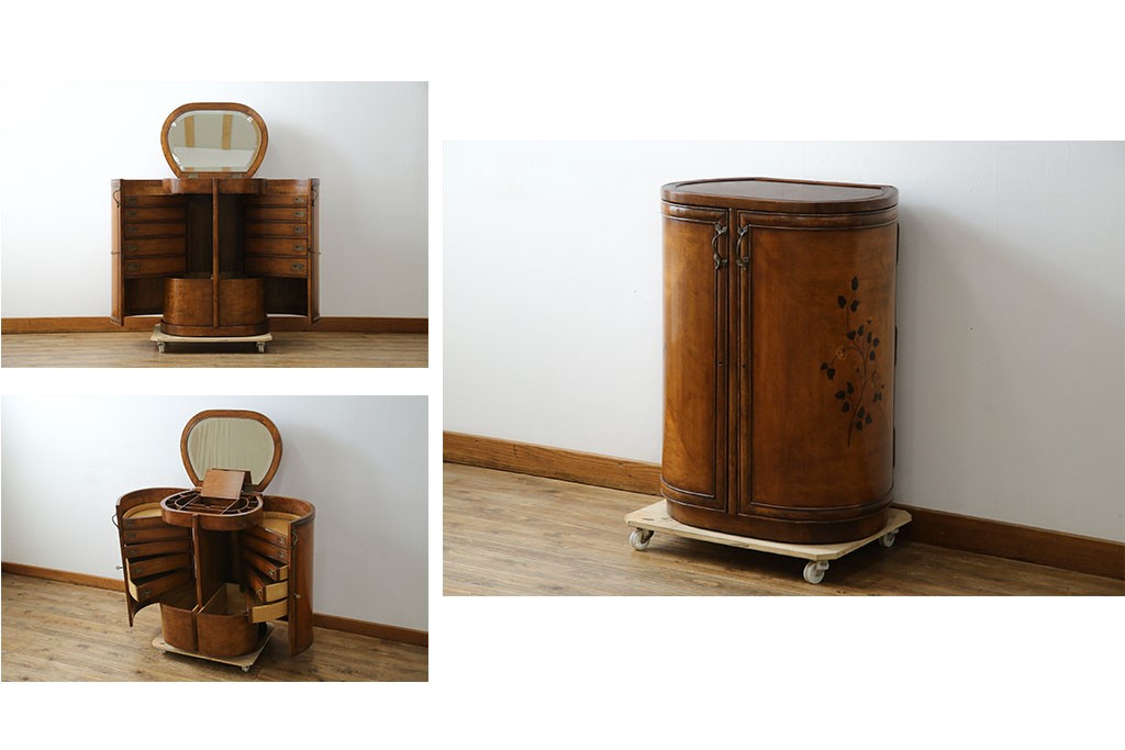 中古　美品　アメリカ高級家具メーカー　Jonathan Charles(ジョナサン　チャールズ)　アールヌーヴォーデザイン　アンティーク調　細部までこだわった作りのサイドテーブル型ドレッサー　定価約70万円　(R-082252)