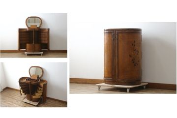 中古　美品　アメリカ高級家具メーカー　Jonathan Charles(ジョナサン　チャールズ)　アールヌーヴォーデザイン　アンティーク調　細部までこだわった作りのサイドテーブル型ドレッサー(サイドボード、鏡台、化粧台、ミラー)(定価約70万円)(R-082252)