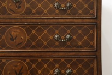中古　美品　アメリカ高級家具メーカー　Jonathan Charles(ジョナサン　チャールズ)　Windsor Collection(ウィンザー コレクション)　フローラル　繊細なマーケットリーが美しいアンティーク調チェスト(サイドチェスト、引き出し、店舗什器、寄せ木細工)(定価約53万円)(R-082253)