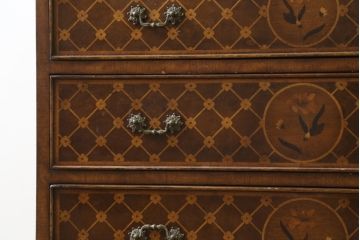 中古　美品　アメリカ高級家具メーカー　Jonathan Charles(ジョナサン　チャールズ)　Windsor Collection(ウィンザー コレクション)　フローラル　繊細なマーケットリーが美しいアンティーク調チェスト(サイドチェスト、引き出し、店舗什器、寄せ木細工)(定価約53万円)(R-082253)