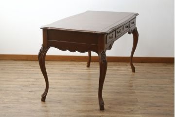 中古　アメリカ製　センチュリー社(CENTURY)　パーケット天板　気品溢れる佇まいのデスク(コンソールテーブル、サイドテーブル、机、ワークデスク、在宅ワーク用、在宅用)(定価約180万円)(R-082255)