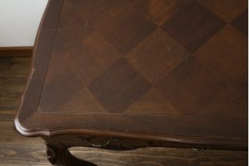 中古　アメリカ製　センチュリー社(CENTURY)　パーケット天板　気品溢れる佇まいのデスク(コンソールテーブル、サイドテーブル、机、ワークデスク、在宅ワーク用、在宅用)(定価約180万円)(R-082255)