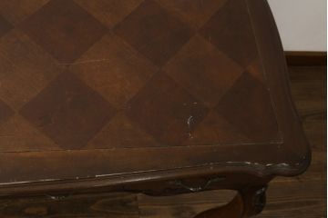 中古　アメリカ製　センチュリー社(CENTURY)　パーケット天板　気品溢れる佇まいのデスク(コンソールテーブル、サイドテーブル、机、ワークデスク、在宅ワーク用、在宅用)(定価約180万円)(R-082255)