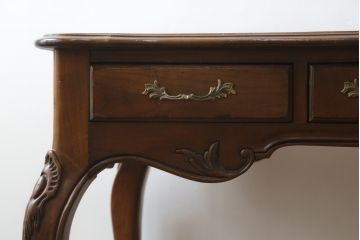 中古　アメリカ製　センチュリー社(CENTURY)　パーケット天板　気品溢れる佇まいのデスク(コンソールテーブル、サイドテーブル、机、ワークデスク、在宅ワーク用、在宅用)(定価約180万円)(R-082255)