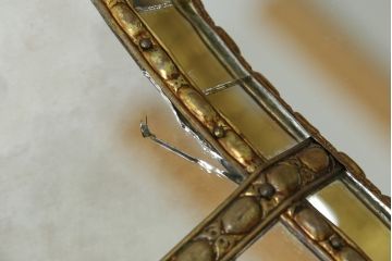 中古　美品　スペイン　高級輸入家具　モザイク装飾が美しい!!ベネチアンスタイルのアーチ型ウォールミラー(姿見、壁掛け鏡)(R-082257)
