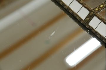 中古　美品　スペイン　高級輸入家具　モザイク装飾が美しい!!ベネチアンスタイルのアーチ型ウォールミラー(姿見、壁掛け鏡)(R-082257)