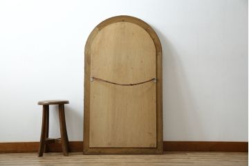 中古　美品　スペイン　高級輸入家具　モザイク装飾が美しい!!ベネチアンスタイルのアーチ型ウォールミラー(姿見、壁掛け鏡)(R-082257)