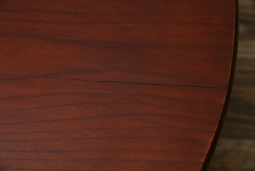 和製アンティーク　美品　総欅(ケヤキ)材　天板一枚板　漆塗り　懐かしさ漂うオーバル型ちゃぶ台　(R-082258)