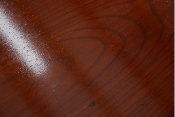 和製アンティーク　美品　総欅(ケヤキ)材　天板一枚板　漆塗り　懐かしさ漂うオーバル型ちゃぶ台　(R-082258)