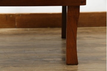 和製アンティーク　美品　総欅(ケヤキ)材　天板一枚板　漆塗り　懐かしさ漂うオーバル型ちゃぶ台　(R-082258)