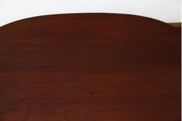 和製アンティーク　美品　総欅(ケヤキ)材　天板一枚板　漆塗り　懐かしさ漂うオーバル型ちゃぶ台　(R-082258)