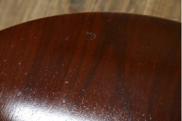 和製アンティーク　美品　総欅(ケヤキ)材　天板一枚板　漆塗り　懐かしさ漂うオーバル型ちゃぶ台　(R-082258)