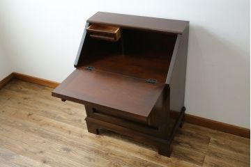 中古　松本民芸家具　高山式　スタイリッシュなデザインが美しいライティングビューロー(机、ワークデスク、引き出し、サイドチェスト、在宅用、在宅ワーク用)(R-082259)