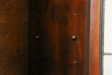 イギリスアンティーク　マホガニー材　可愛らしい脚が魅力のステンドグラス入りサイドバイサイドビューローブックケース　(R-082278)