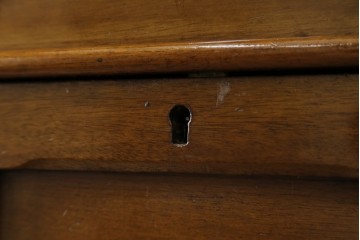 イギリスアンティーク　マホガニー材　可愛らしい脚が魅力のステンドグラス入りサイドバイサイドビューローブックケース　(R-082278)