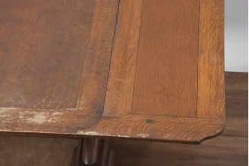 和製アンティーク　オーク材　存在感のあるバルボスレッグが魅力のドローリーフテーブル(ダイニングテーブル、エクステンションテーブル、食卓、4人掛け、6人掛け)(R-082281)