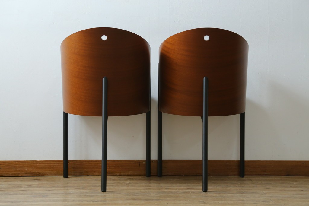 イタリアビンテージ　名作希少品!!　ドリアデ(Driade)　コステス(COSTES)　フィリップ・スタルク(Philippe Starck)デザイン　流線形のフォルムが美しいダイニングチェア2脚セット　(R-082288)
