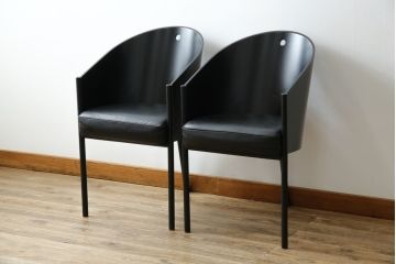 イタリアビンテージ　名作希少品!!　ドリアデ(Driade)　コステス(COSTES)　フィリップ・スタルク(Philippe Starck)デザイン　流線形のフォルムが美しいダイニングチェア2脚セット(椅子、イス、ヴィンテージ、バラ売り可能)(R-082289)