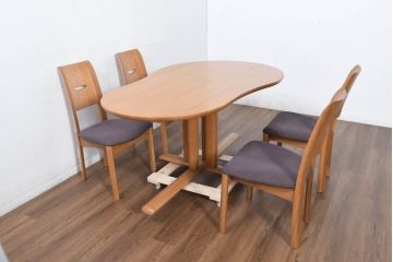 中古　美品　飛騨高山　家具ブランド　シラカワ(shirakawa)　RAPT(ラプト)シリーズ　オーク材　温かみを感じるデザインが魅力のダイニングチェア4脚セット(アームレスチェア、椅子、イス)(定価4脚で約20万円)(R-082291)