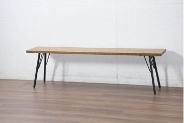 中古　美品　ACME Furniture(アクメ ファニチャー) GRANDVIEW BENCH(グランドビュー ベンチ)　オーク材　木のぬくもりを感じる座面とすっきりとした脚が素敵なベンチ(長椅子、ダイニングベンチ、板座チェア、椅子、イス、花台、飾り台)(R-082293)