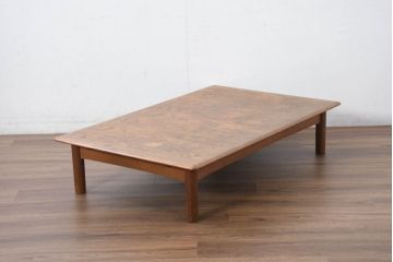 北欧ビンテージ　チーク材　無駄のないデザインが使い勝手の良いローテーブル(エクステンションテーブル、センターテーブル、リビングテーブル、座卓、ヴィンテージ)(R-082298)