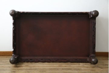 アジアンビンテージ　美しい螺鈿細工入り!!　透かし彫りが見事な座卓(ローテーブル、センターテーブル、リビングテーブル)(R-082299)