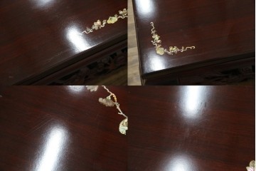 アジアンビンテージ　美しい螺鈿細工入り!!　透かし彫りが見事な座卓(ローテーブル、センターテーブル、リビングテーブル)(R-082299)