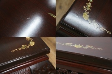アジアンビンテージ　美しい螺鈿細工入り!!　透かし彫りが見事な座卓(ローテーブル、センターテーブル、リビングテーブル)(R-082299)