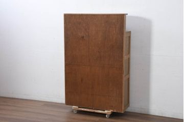 和製アンティーク　昭和レトロ　ろくろ飾りとダイヤガラスが魅力的な本箱(ブックケース、キャビネット、食器棚、カップボード、本棚、飾り棚、戸棚)(R-082304)