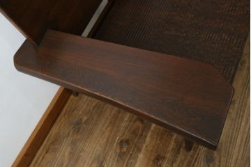 中古　希少な廃番品　久和屋　SCANDECK(スカンディック)シリーズ　オーク材の杢目が美しい重厚な一人掛けソファ2脚セット(アームチェア、ローチェア、リビングチェア、板座チェア、ダイニングチェア、イス、椅子、バラ売り可能)(R-082308)