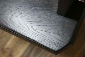 中古　希少な廃番品　久和屋　SCANDECK(スカンディック)シリーズ　オーク材の杢目が美しい重厚な一人掛けソファ2脚セット(アームチェア、ローチェア、リビングチェア、板座チェア、ダイニングチェア、イス、椅子、バラ売り可能)(R-082308)