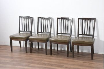 中古　カリモク家具(karimoku)　domani(ドマーニ)　QUEENS LIFE(クイーンズライフ)　洗練されたデザインが魅力のダイニングチェア4脚セット(椅子、イス、バラ売り可能)(定価4脚で約37万円)(R-082309)