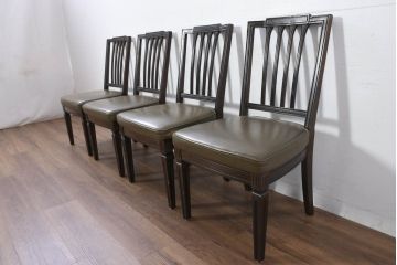 中古　カリモク家具(karimoku)　domani(ドマーニ)　QUEENS LIFE(クイーンズライフ)　洗練されたデザインが魅力のダイニングチェア4脚セット(椅子、イス、バラ売り可能)(定価4脚で約37万円)(R-082309)