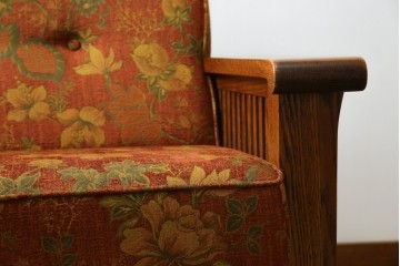 中古　三越　Brugge(ブルージュ)　VE1107　花柄のファブリックがエレガントな二人掛けソファ　(R-082311)