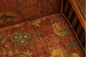 中古　三越　Brugge(ブルージュ)　VE1107　花柄のファブリックがエレガントな二人掛けソファ　(R-082311)