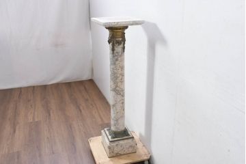イタリアアンティーク　最高級!!　上質な真鍮(しんちゅう)飾りと大理石の豪華な回転式飾り台(フラワースタンド、花台)(R-082313)
