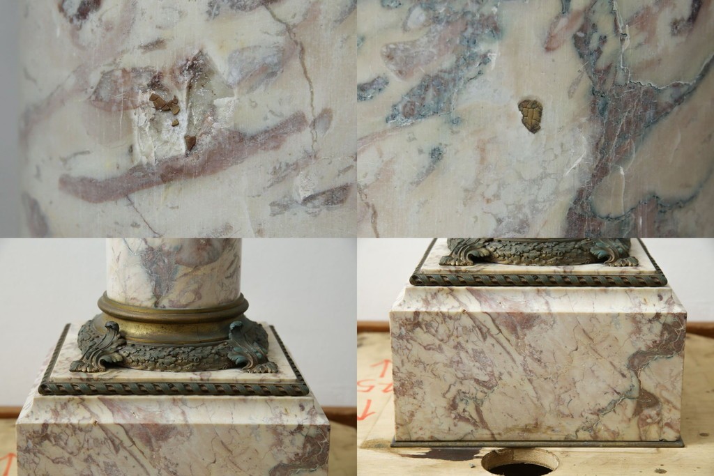 イタリアアンティーク　最高級!!　上質な真鍮(しんちゅう)飾りと大理石の豪華な回転式飾り台　(R-082313)