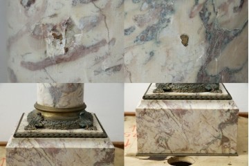 イタリアアンティーク　最高級!!　上質な真鍮(しんちゅう)飾りと大理石の豪華な回転式飾り台　(R-082313)