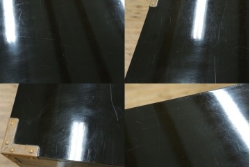中古　美品!!　国産　職人手作り　高級家具　手打ち銅金具が素敵な黒漆塗りの民芸和箪笥　(R-082318)