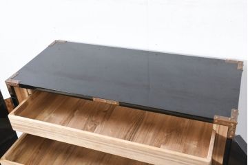 中古　美品!!　国産　職人手作り　高級家具　手打ち銅金具が素敵な黒漆塗りの民芸和箪笥(観音箪笥、着物箪笥、衣装箪笥、整理箪笥、収納箪笥、引き出し、チェスト)(R-082318)