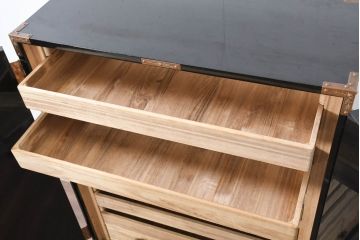 中古　美品!!　国産　職人手作り　高級家具　手打ち銅金具が素敵な黒漆塗りの民芸和箪笥(観音箪笥、着物箪笥、衣装箪笥、整理箪笥、収納箪笥、引き出し、チェスト)(R-082318)