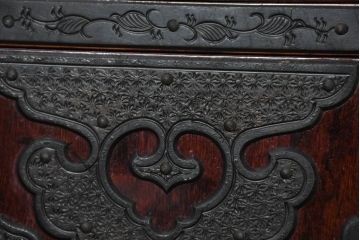 中古　熊野洞　木地呂塗り　漆塗り　力強い手打ち金具が魅力の仙台箪笥(小タンス、和たんす、衣装タンス、収納箪笥、整理箪笥、チェスト、引き出し)(定価約80万円)(R-082319)