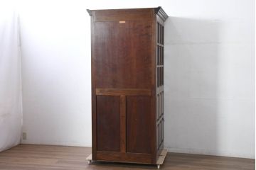 中古　特注!!　松本民芸家具　クラシカルな雰囲気漂う三面ガラスの電話ボックス(テレフォンボックス、電話ブース、電話室、店舗什器)(定価約150万円)(R-082322)