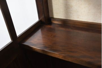 中古　特注!!　松本民芸家具　クラシカルな雰囲気漂う三面ガラスの電話ボックス(テレフォンボックス、電話ブース、電話室、店舗什器)(定価約150万円)(R-082322)